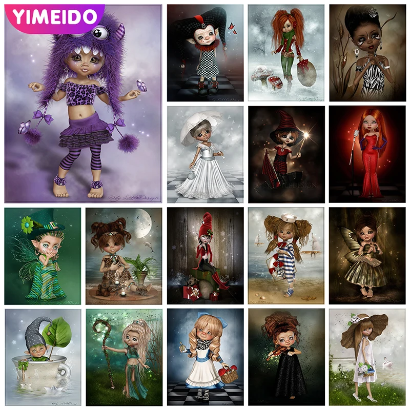 

YIMEIDO 5D DIY Full Drill AB Diamond painting Cartoon girls zipper bag Diamond embroidery Kids Set cross stitch mosaic pictures