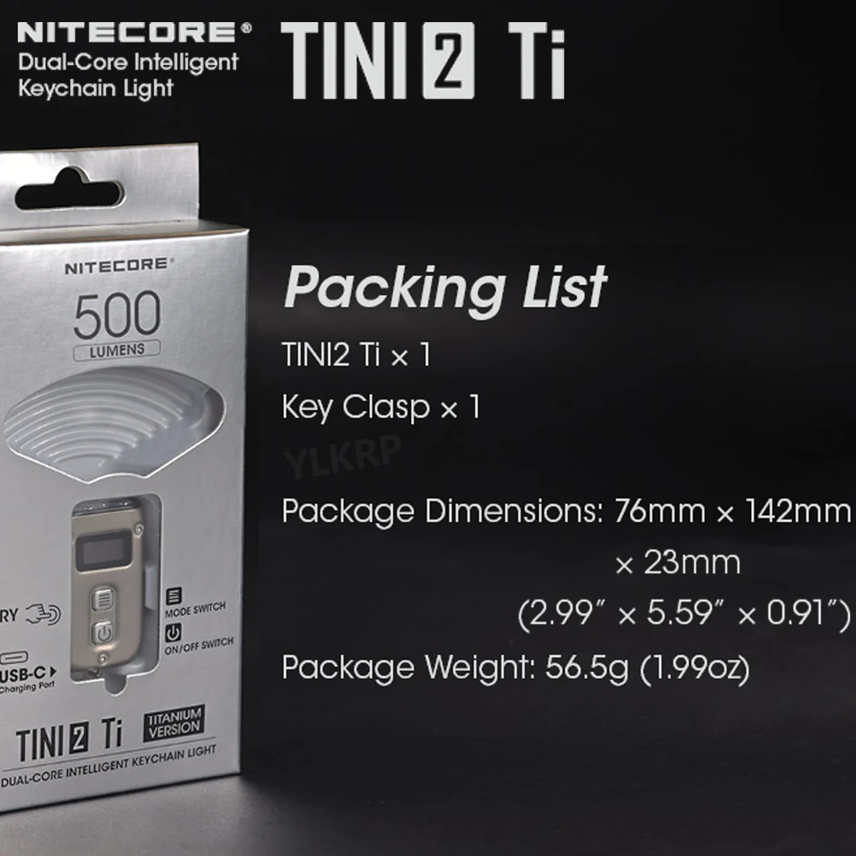 NITECORE TINI2 TITINI2 SS брелок свет 500 люмен Type-c перезаряжаемый EDC компактный титановый сплав Flshlight (art.: 3920bc00eba15) - 3920bc00eba15