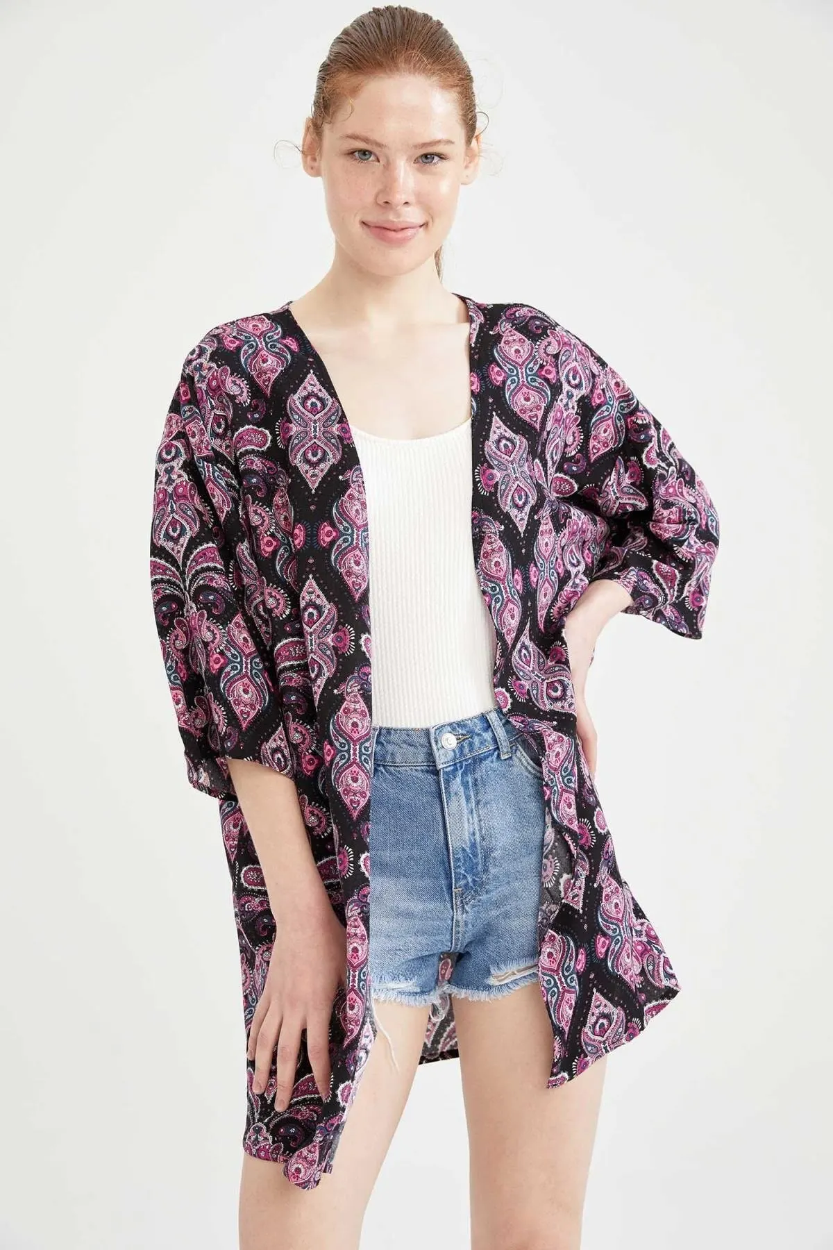 

Женское кимоно с этническим узором, летнее кимоно, модный халат для женщин