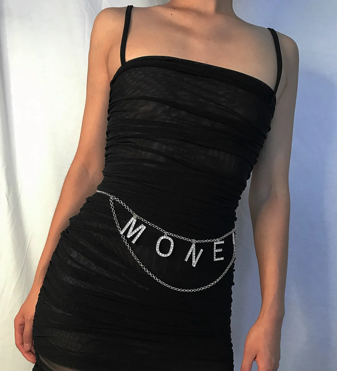 

Unusual Sexy Double Layers Tassel Waist Chain Body Jewelry Women Simple Inlaid Rhinestone Letter Pendant Body Chain Girls Gift