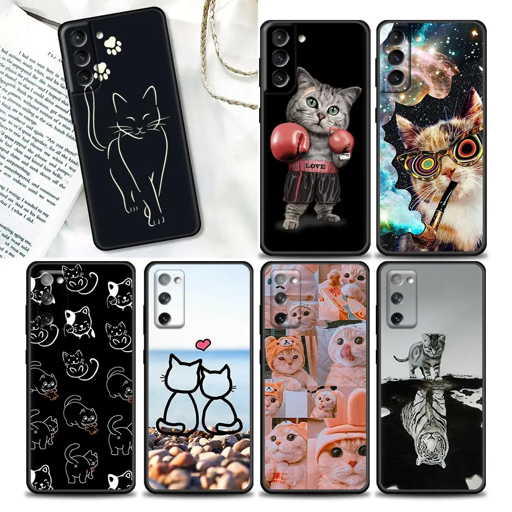 

Phone Case for Samsung Galaxy S22 S23 S9 S10e S21 S20 Fe Plus Ultra 5G Soft Silicone Case Cover Fundas Capa Funny Cute Cat Art