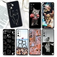 phone case for samsung galaxy s22 s7 s8 s9 s10e s21 s20 fe plus ultra 5g soft silicone case cover funny cute cat art