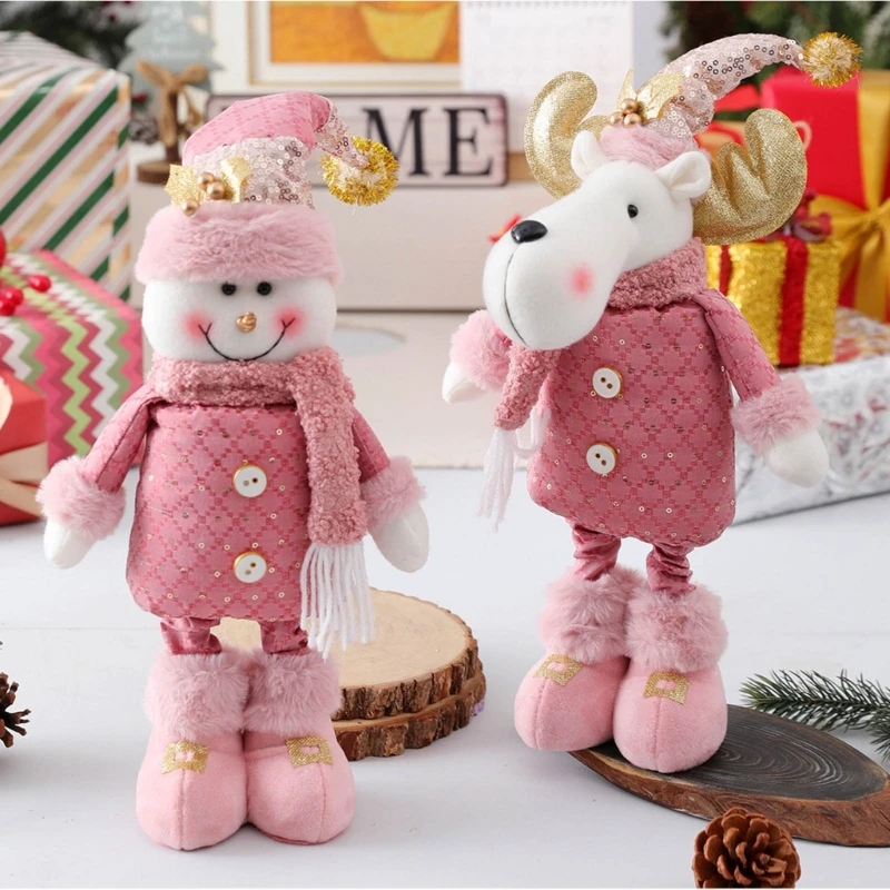 

Рождественские украшения, выдвижные стоячие фигурки Санта-Снеговика, рождественский подарок для детей, Новый год 2024