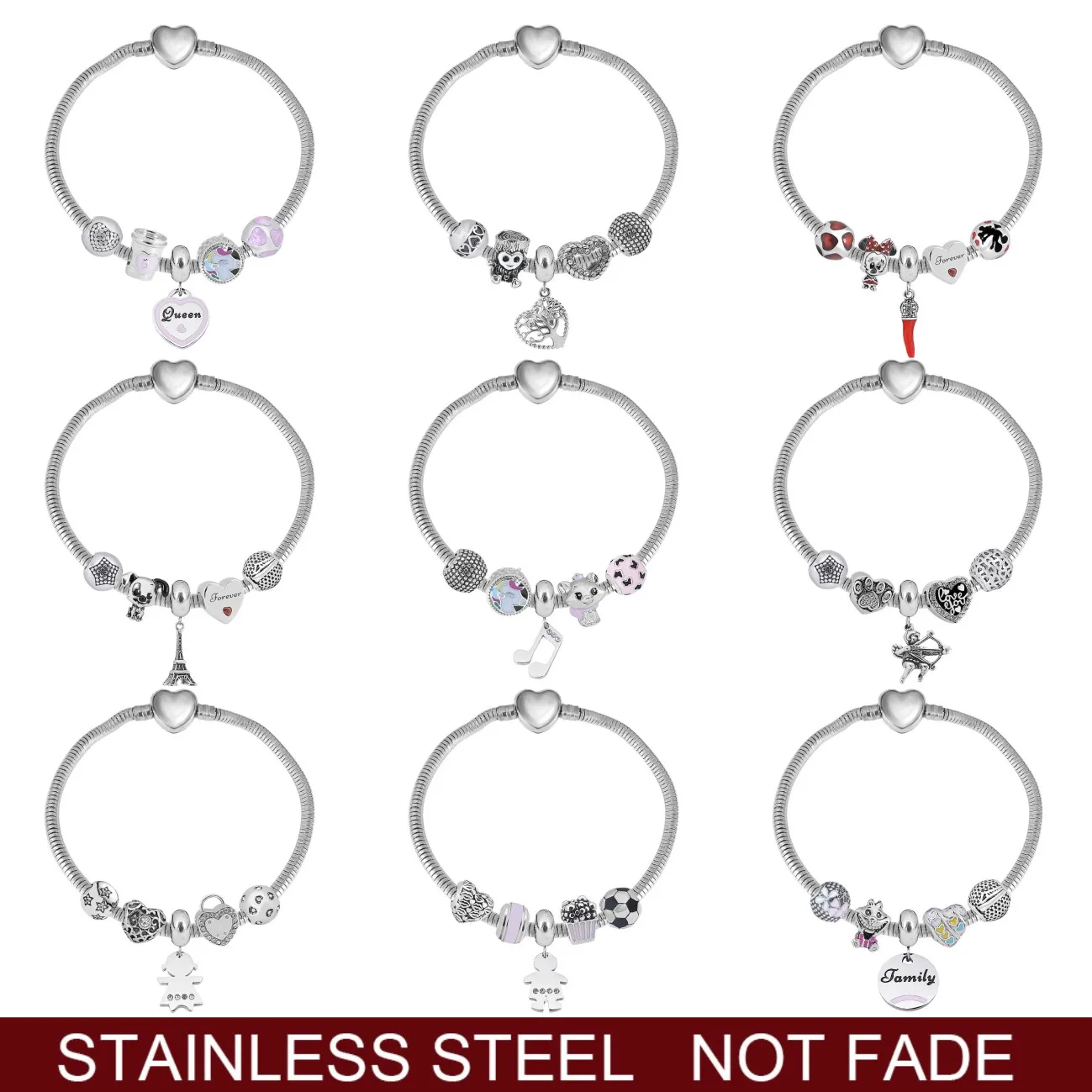 

Inspiration Bracelet Stainless Steel Bangle never give up Hope Faith Believe Charm Bracelet Bangles For Women Gift Pulsera
