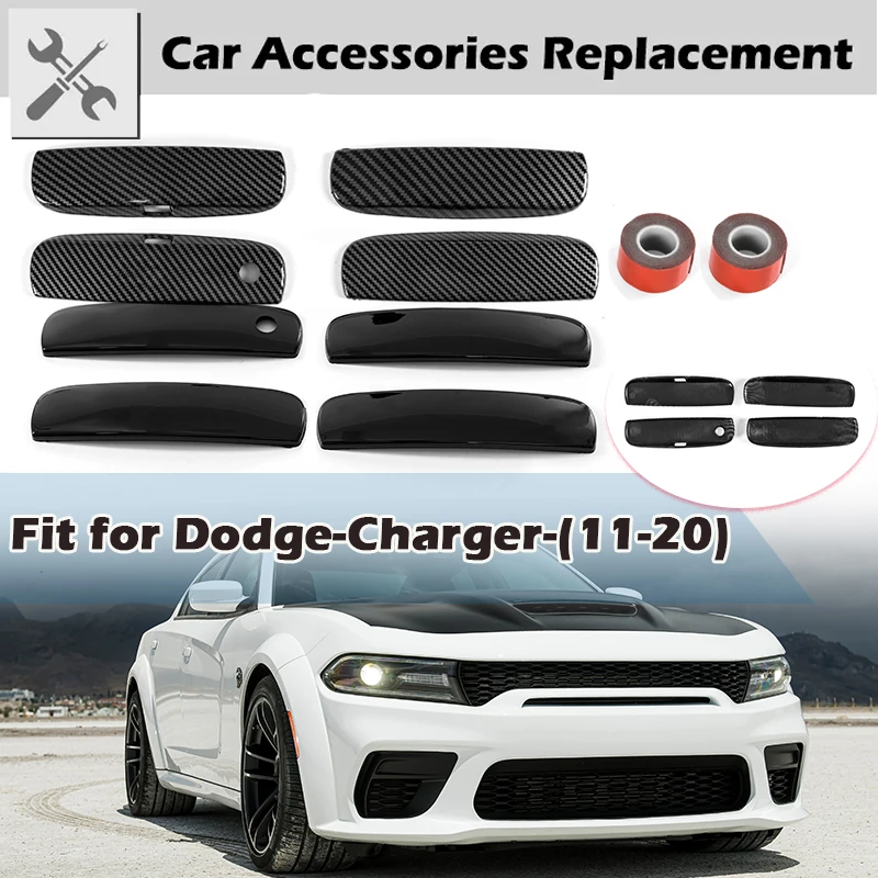 

Rhyming 4pcs Car Door Handle Cover Trim Prevent Scratching Black / Carbon Fiber Fit For Dodge Charger Warhorse SRT RT 2011-2021