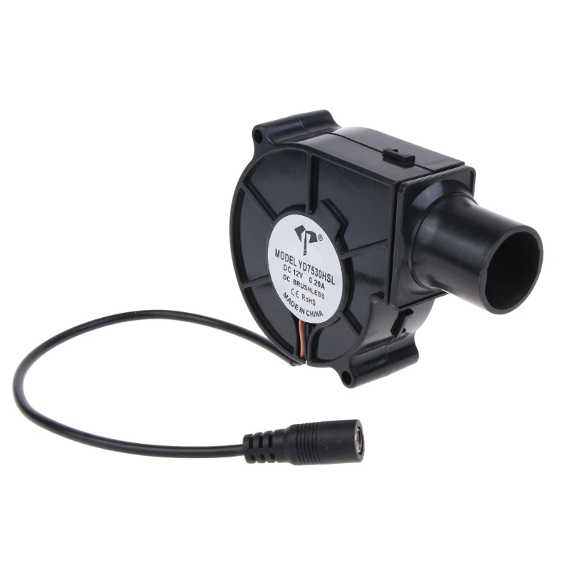 

12V 7cm 7530 Barbecue Grill BBQ Fan Oil Bearing Blower With Air Duct 3700RPM Large Air Volume High-speed 5.5x2.1mm P15F