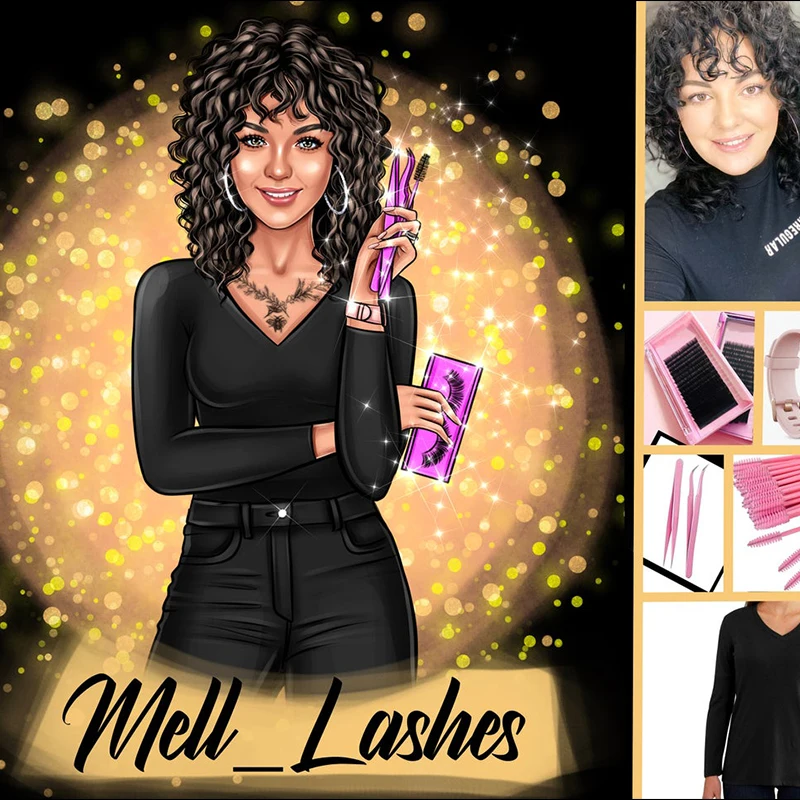 Портрет мультфильм логотип Рисунок Ресницы Наклейки ногти салонный Аватар