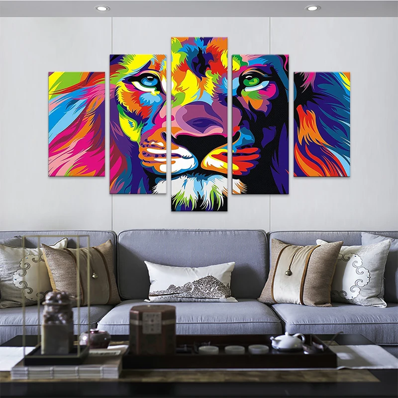 5 шт. Настенная картина с изображением животных льва |