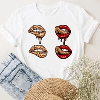 leopard lip 90s style short sleeve ladies female tee women t shirts fashion casual clothing summer graphic tshirt clothes