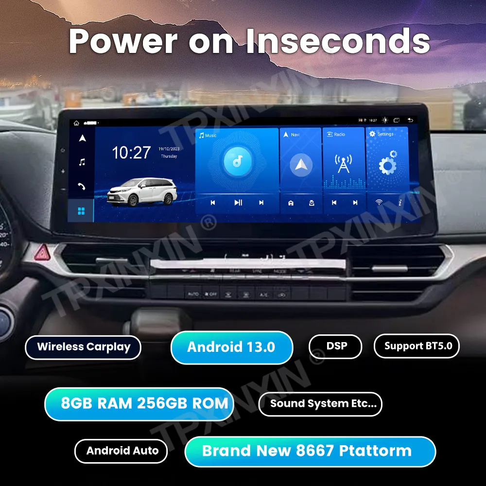 Для Toyota Granvia Sienna 2021 2022 2023 2024 Android Авто Радио Автомобильный Мультимедийный