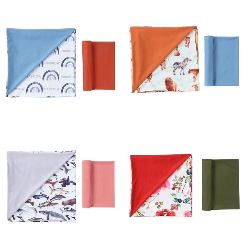 

Двухслойное Мягкое хлопковое одеяло для новорожденных с принтом