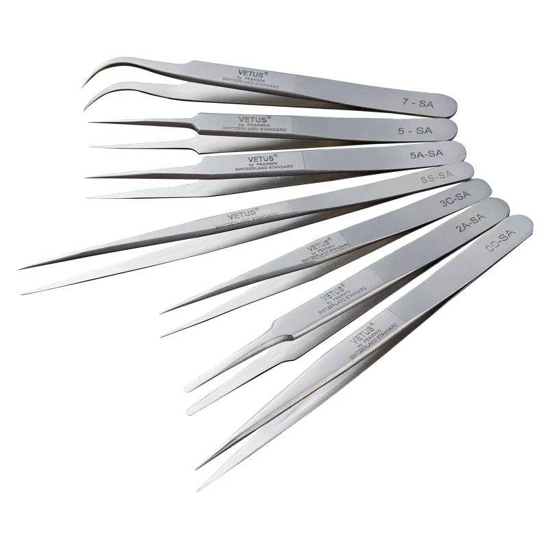 VETUS 5A-SA/5B-SA/5-SA/7-SA/SS-SA/AA-SA/2A-SA Прецизионные магнитные пинцеты из нержавеющей стали для инструментов для ремонта ювелирных изделий и телефонов