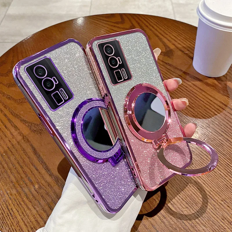 Роскошный зеркальный Магнитный чехол с блестками для Redmi K30 K30S K40 K40S K50 Ultra K60 K70 Pro K70E