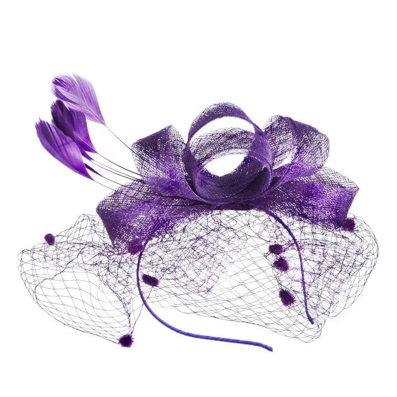 

Bow Feather Headdress Hair Ties Fashion Bridal Mesh Hair Jewelry Feast Banquet Linen Top Hat Party Hair Accessories Hair Band