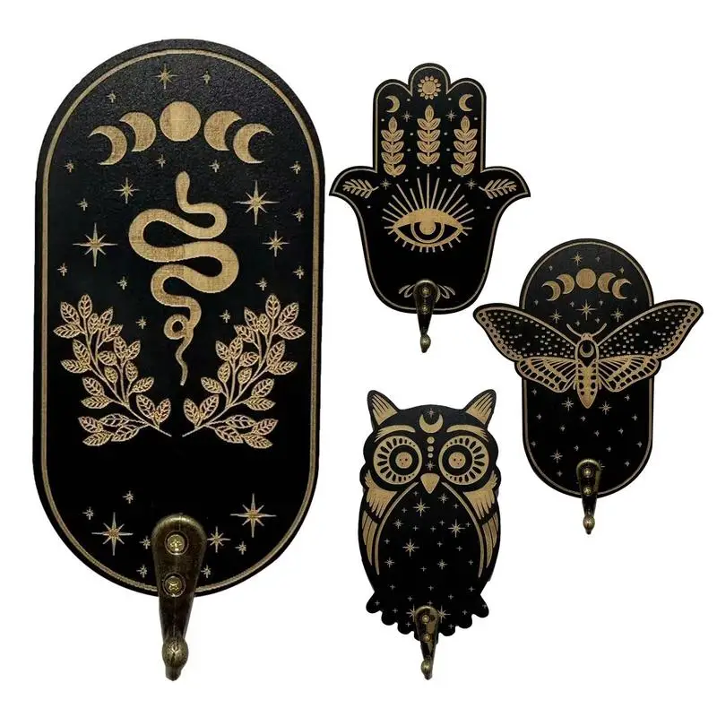 

Key Hangers For Wall Wooden Wall Hook Animal Towel Hooks Moon Pattern Bathroom Clothes Handbag Hanger Palm Storage Hook