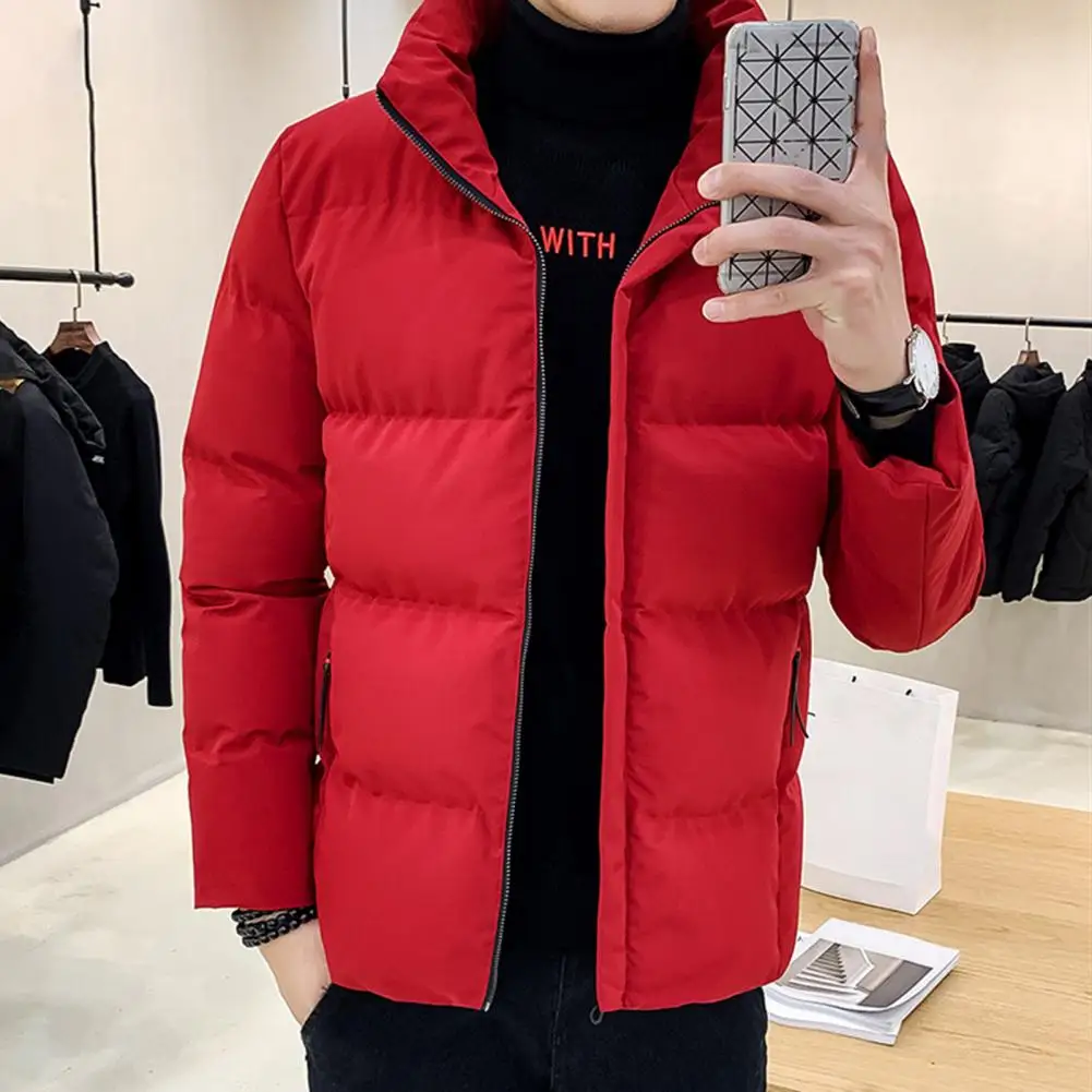 Trendy Men Jacket Cotton Padded Washable 3D Cutting Zipper Jacket  Korean Style Men Coat for Daily  Wear