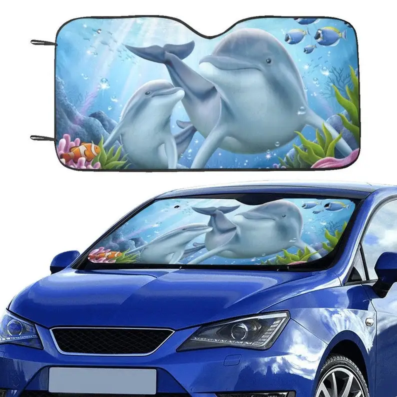 

Dolphin Windshield Sun Shade, Ocean Sea Marine Underwater Car Accessories Auto Protector Window Vehicle Visor Screen Cover Cover