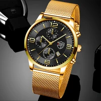 fashion business mens watches stainless steel mesh belt luxury quartz leather wrist watch men luminous clock relogio masculino