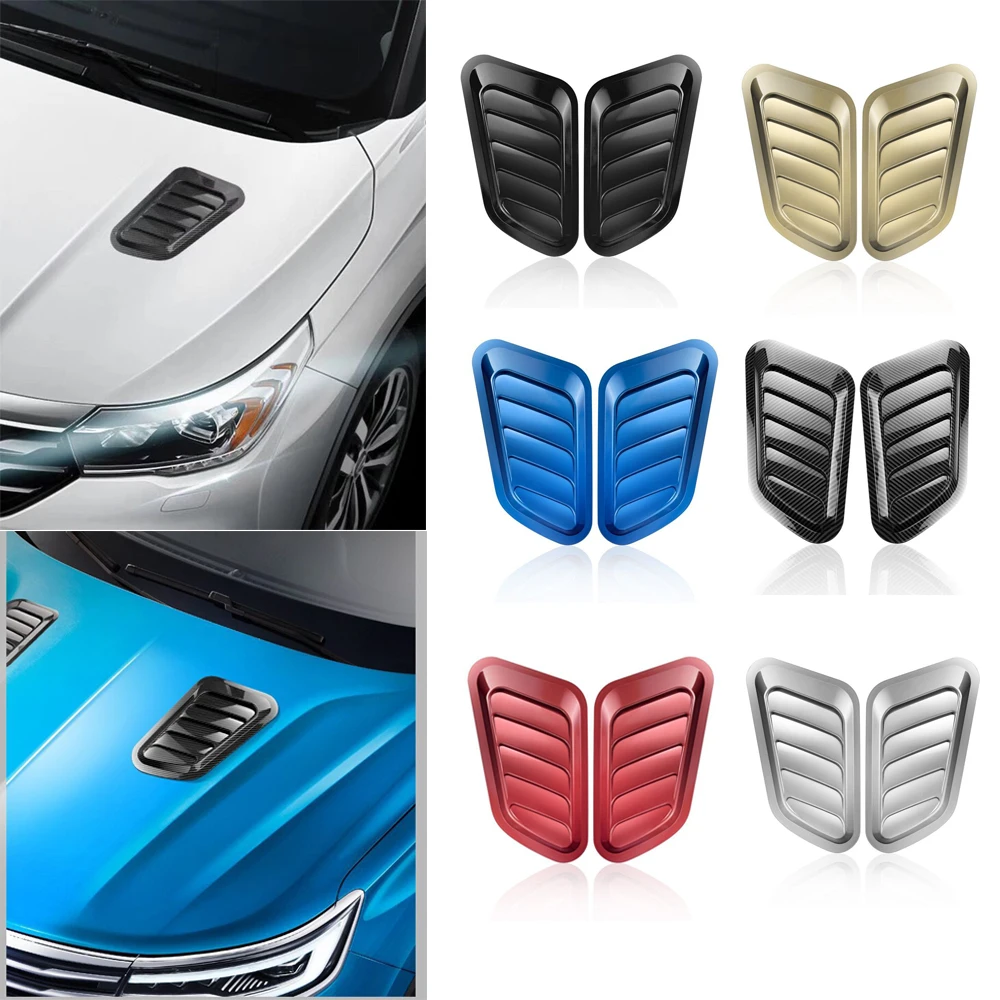 

1Pair Universal Carbon Fiber Car Decorative Cell Air Flow Intake Hood Scoop Bonnet Vent ABS Cover Stickers Decoration Styling