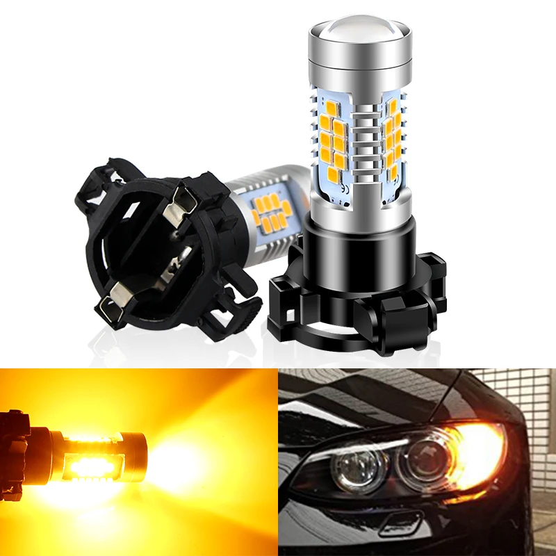 2pcs Amber CAN-bus PY24W 5200s LED Bulb Front Turn Signal Lights For BMW E90 E91 E92 E93 328i 335i M3 X5 E70 X6 E71 F10 F07