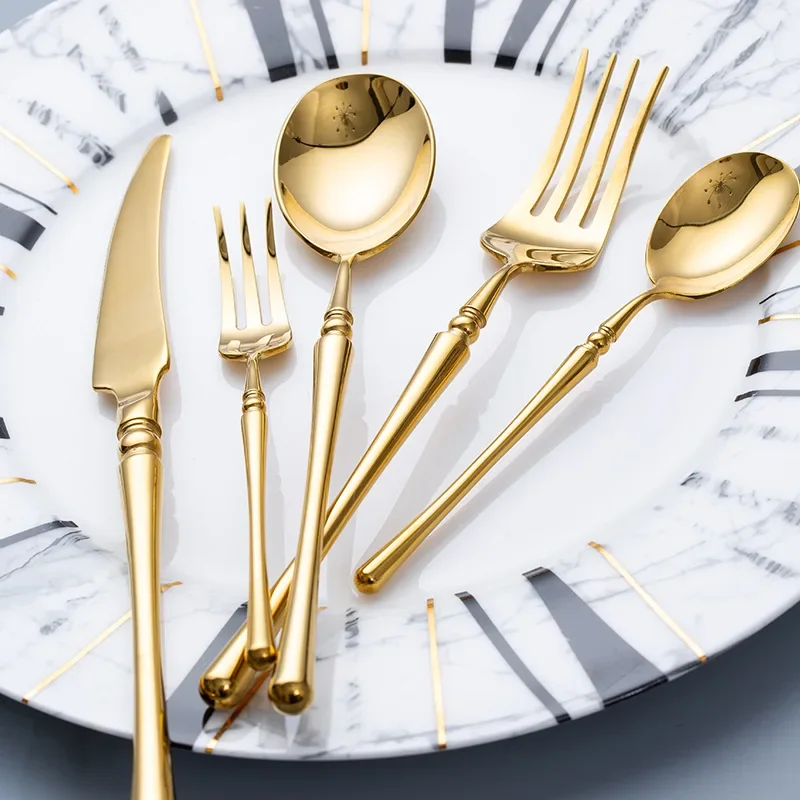 Фото Набор столовых приборов KuBac Hommi ROME Luxury Golden из нержавеющей стали 18/10, золотой, с зеркальным блеском, для ужина, дропшиппинг №1