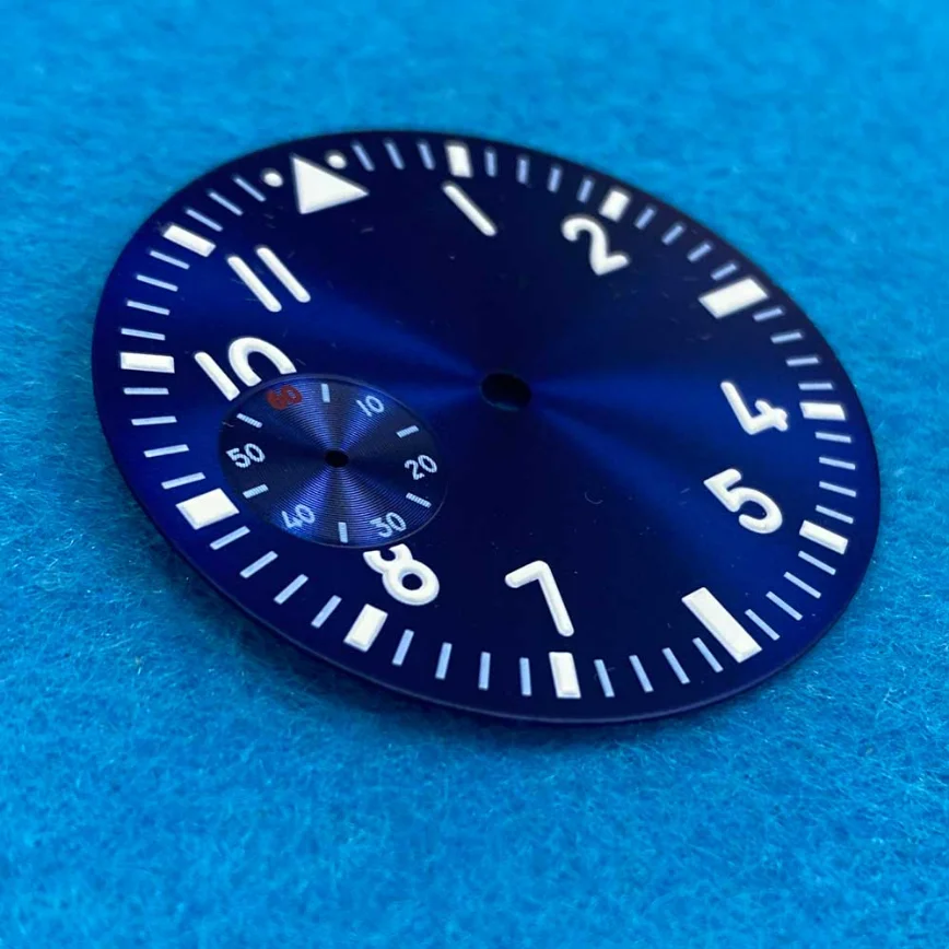 38.8MM Watch Dial Watch Accessories Blue Dial Green Luminous Fits 6498 Movement Watch Dial