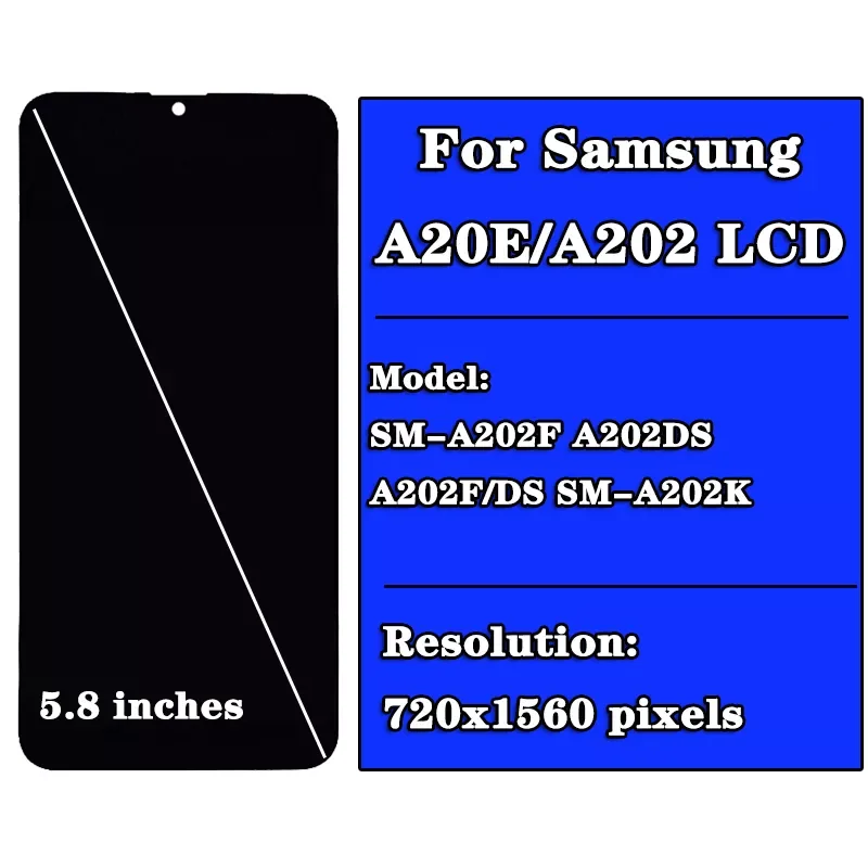 

Original A20E LCD For Samsung Galaxy A20E Display With Frame 5.8" SM-A202F A202DS A202F/DS A202 LCD Screen Touch Screen Ass