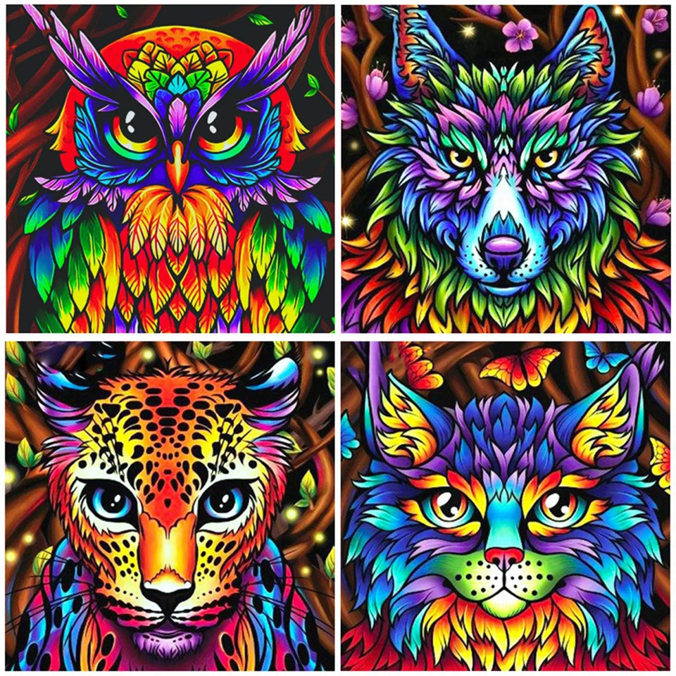 

5D DIY Round diamond painting "animal" lion owl rhinestone embroidery mosaic picture home decoration diamond art kit