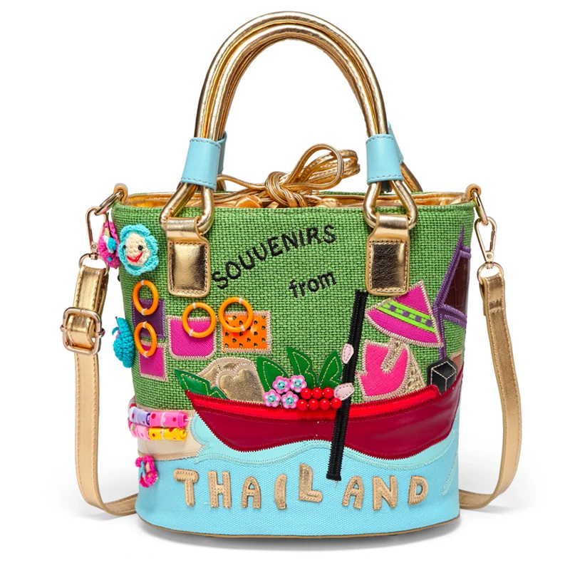 Женские сумки Холщовая Сумка с вышивкой через плечо сумка-мессенджер сумка-тоут