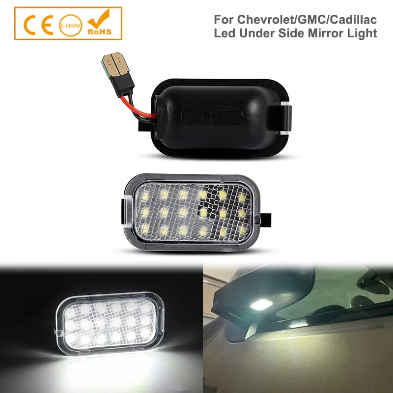

2x LED Under Side Mirror Light Puddle Lamp Assembly Compatible For Chevy Silverado 2500HD 3500HD Tahoe GMC Yukon Suburban 1500