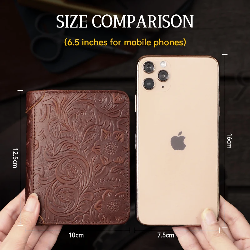 Винтажный Мужской кошелек из натуральной кожи с RFID-защитой и слотом для SD-карты