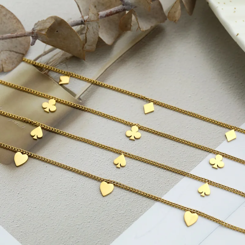 

Amaiyllis 18K золото модная Личность игральная карта цепочка ожерелье кулон нишевое панк игральные карты ожерелье