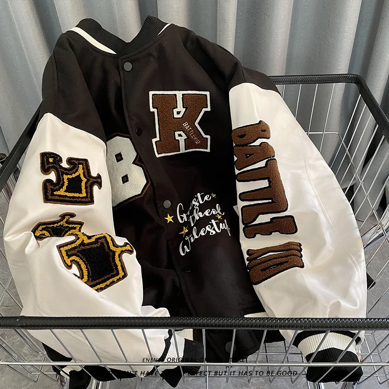 

Baseball Uniform Jackets Spring and Autumn Retro Quilted Embroidered Men and Women Loose Tide Brand Street Jacket Couple's Shirt