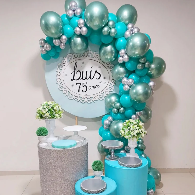 

97pcs Tiffany Blue Balloon Garland Arch Kit Green Silver Chorme Latex Ballon Christmas Birthday Party Decorations Baby Shower