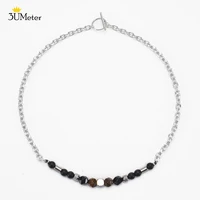2022 new natural stone necklace fashion stainless steel necklace ot buckle link chain necklace yoga beads jewelry gift for women