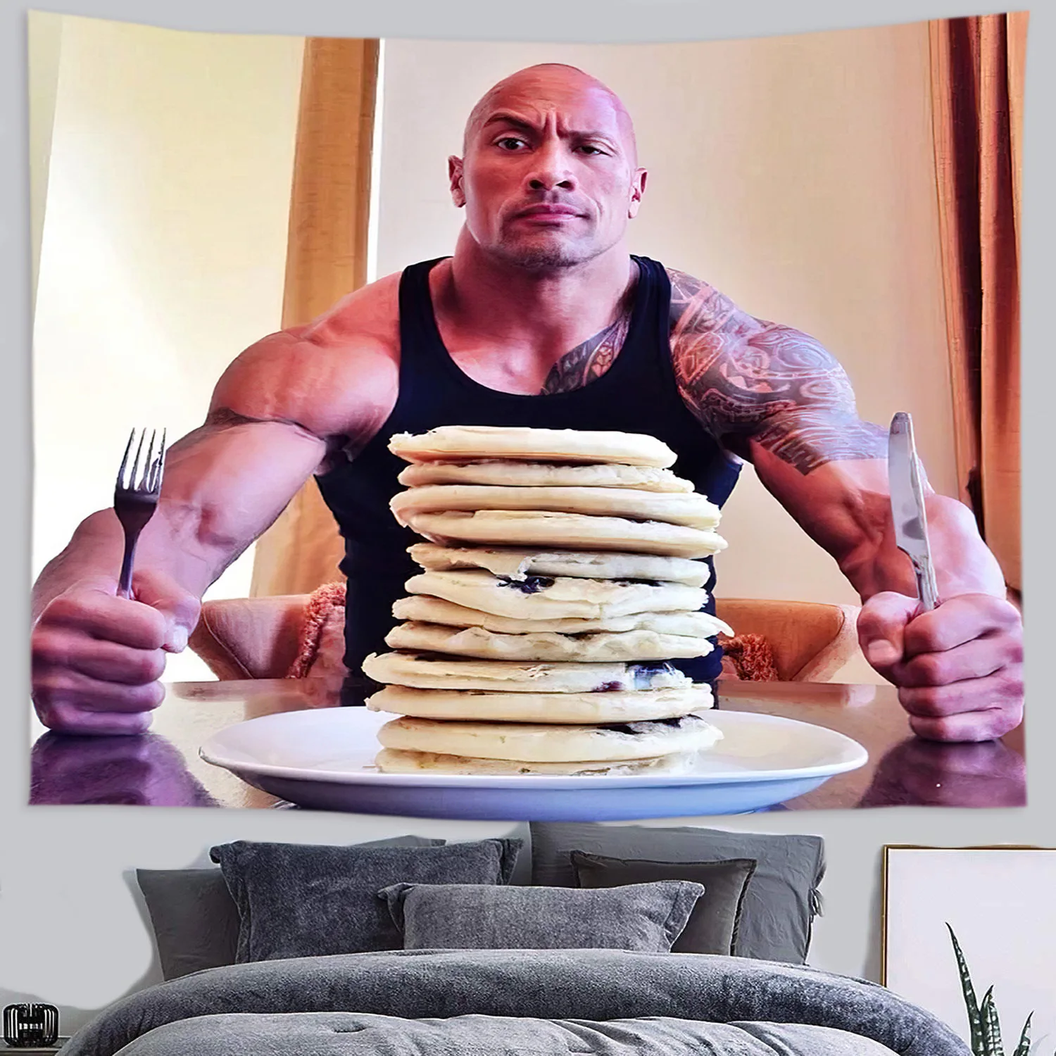Гобелен  Evich Dwayne Johnson Eating Blueberry Pancakes