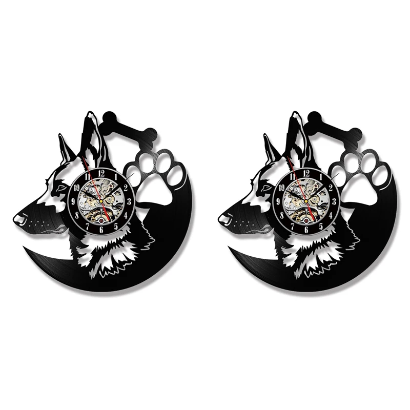 

German Shepherd Dog Wall Clock Home Decor Dog Breeds Vinyl Record Vintage Clock Dog Wall Clock Gift