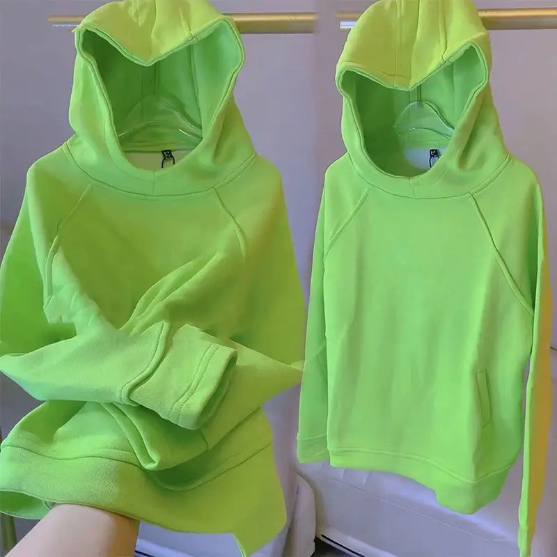 

Oversized Solid Hoodies Big Chubby Woman Hooded T Shirt Sweatshirts Autumn Pullover Plus size Long Sleeve Tops Women's Clothing