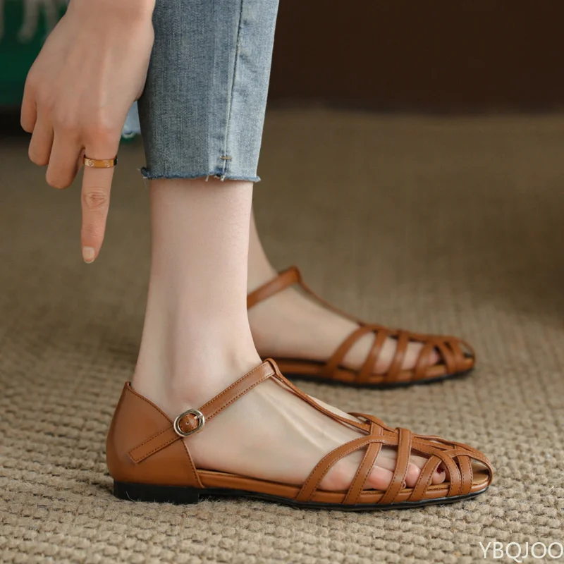 

Retro Roman Toe Sandals Women's Thick Heel 2023 Summer Shoes for Women Chaussures Femme Schoenen Dames Flats Ladies Shoes
