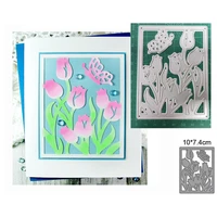 2022 new arrival metal cutting dies stencils flowers tulips background rectangle for scrapbooking photo album embossing craft