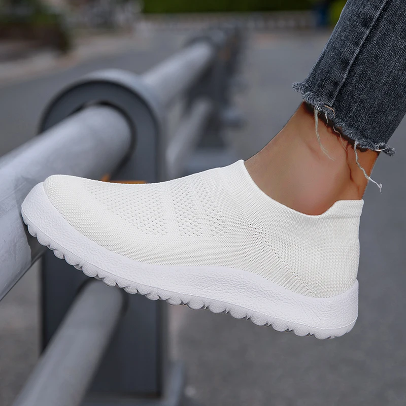 Casual Shoes Women's Sneakers Solid Color Sneakers Women Slip On Sock Ladies Flat Shoes Woman Shoes Woman Vulcanize Shoes 3