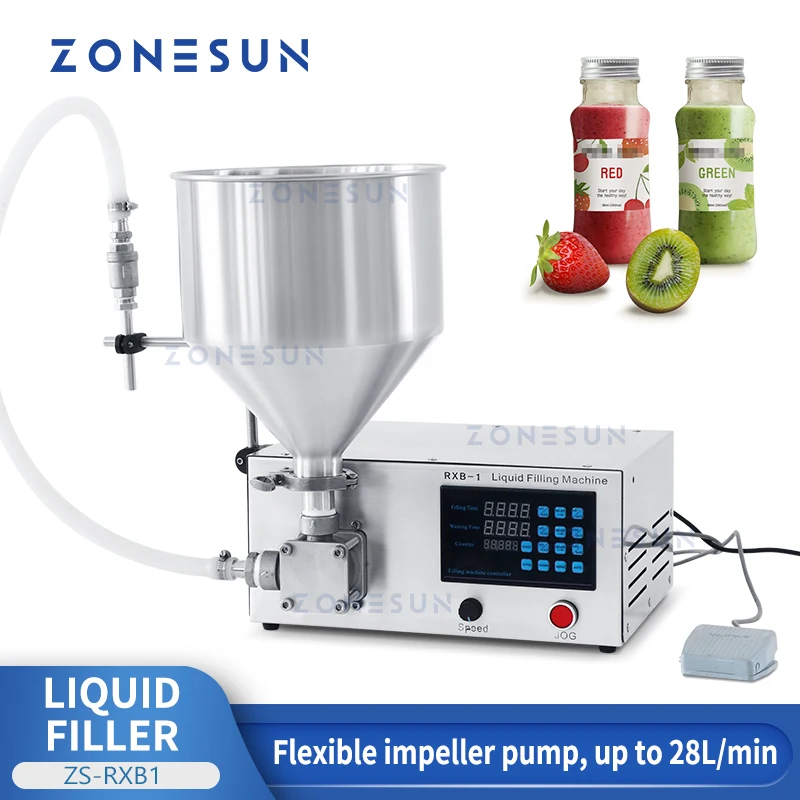 

ZONESUN Particulate Liquid Paste Dual-use Filling Machine ZS-RXB1 Sauce Jam Bottle Jar Flexible Impeller Pump Filler Juice Milk