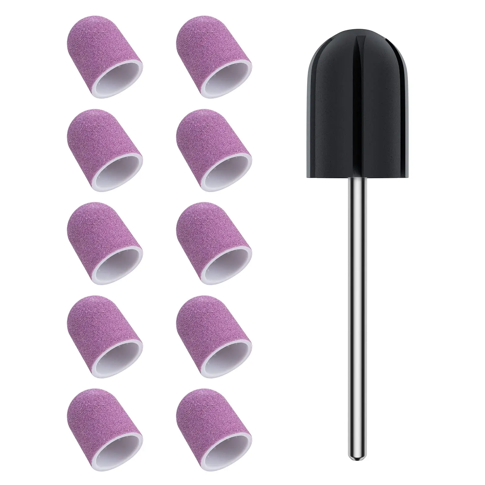 

10pcs/Set Nail Sanding Caps with Rubber Drill Bits Milling Cutter Sand Caps Pedicure Files for Electric Nail File Accessories
