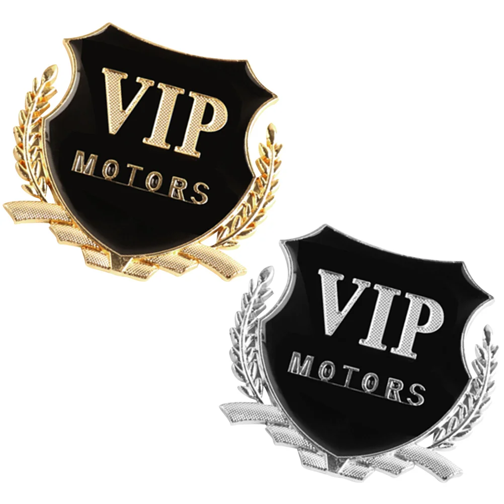 

2 Pcs Logo Stickers Metal Vip Side Label Bike Christmas Party Car Door Badge Decal