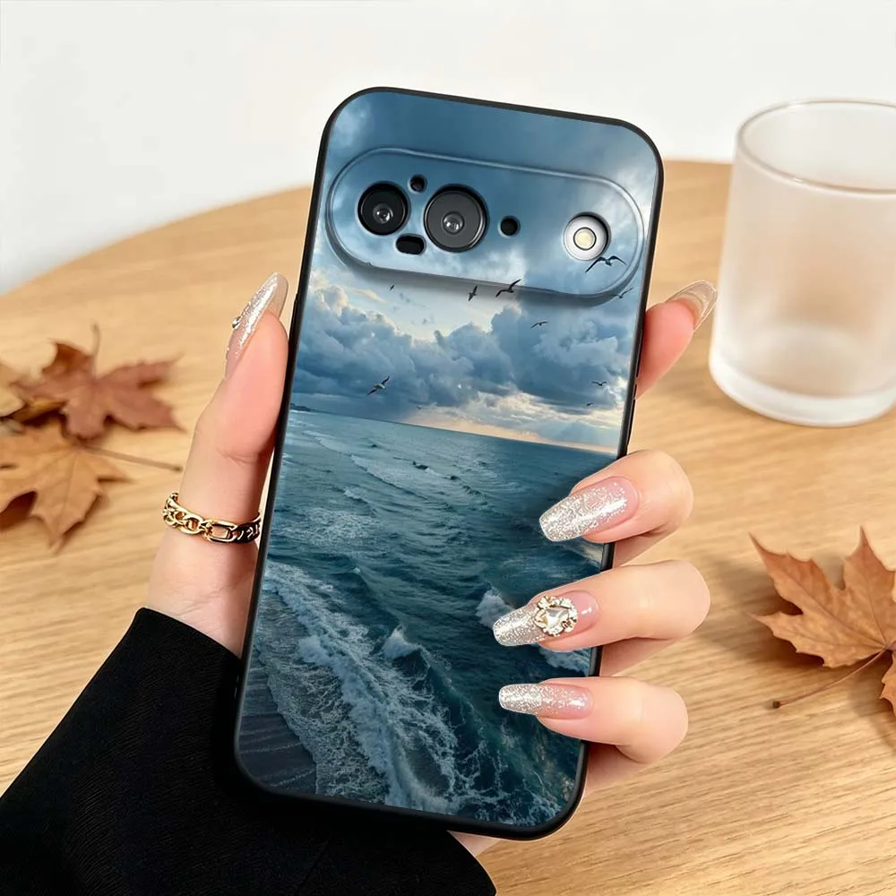 Фото Чехол для телефона с узором в виде облаков и цветов для Google Pixel 10, 10A, 9, 8, 7, 9a, 8A, 7a, 6a, XL, Pro, 5G, черный №4