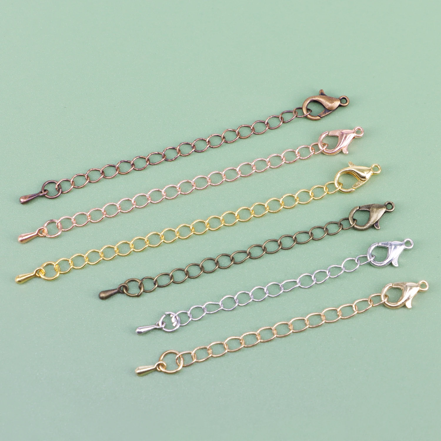 

20pcs 5/7cm Extension plated Water Drop End Beads Chain Connector with Extended Tail for Jewelry Making Findings