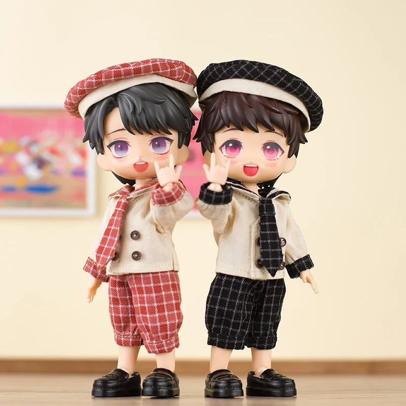 

Ob11 Doll Clothes Accessories Checkered Plaid Sailor Suit Set Navy Wind 12 Points Bjd Doll Clothes GSC P9 Molly