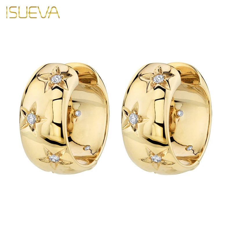 

ISUEVA Gold Filled Hoop Earrings for Women CZ Zircon Star Piercing Round Women's Earrings 2022 Wedding Party Jewelry Wholesale