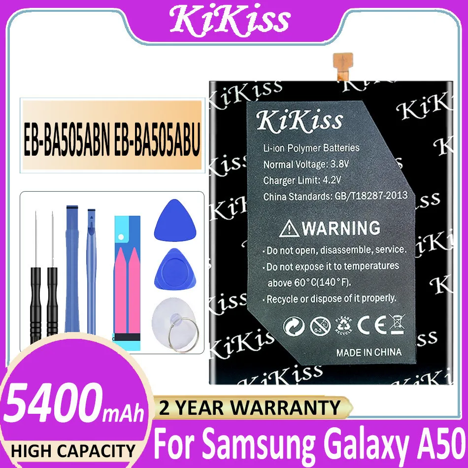 

KiKiss EB-BA505ABN EB-BA505ABU 5400mAh Battery For SAMSUNG Galaxy A50 A505F SM-A505F A505FN/DS/GN A505W A30s A30 Battery