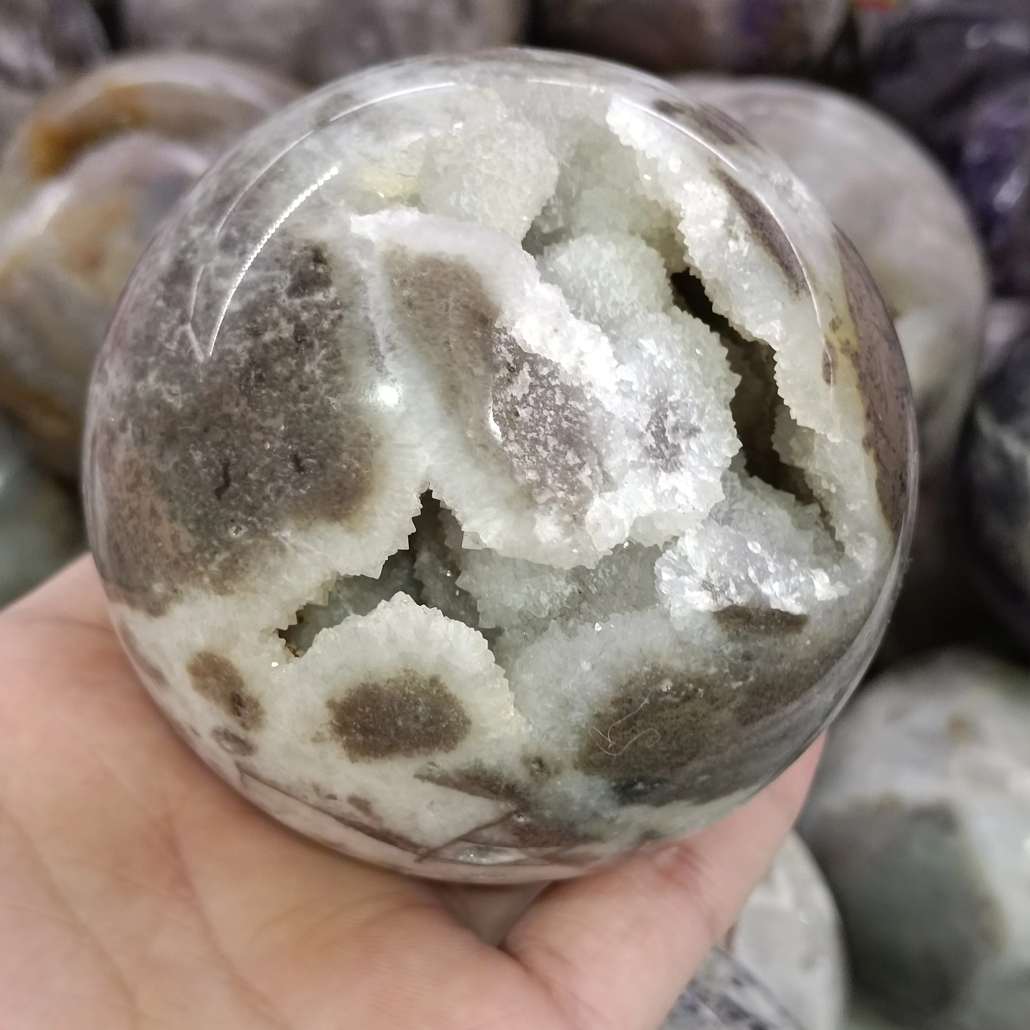 6-7cm 1pc Natural Sphalerite Beads Gems Crystal Geode Stones Sphere Ball healing reiki Decoration